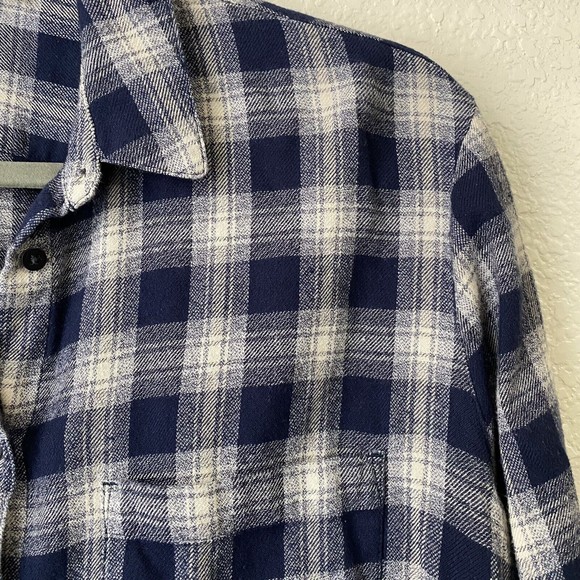 Madewell Womens Plaid Oversized Andover Shirt M Flannel Blue Cream Button Front - Picture 3 of 7